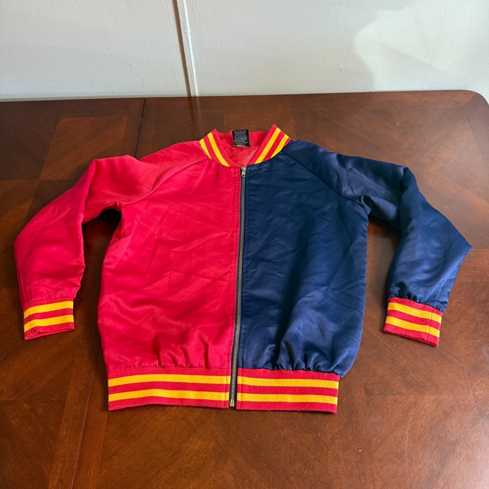 Suicide Squad Jacket Womens Red Blue Harley Quinn Joker Satin Bomber Coat‎ large